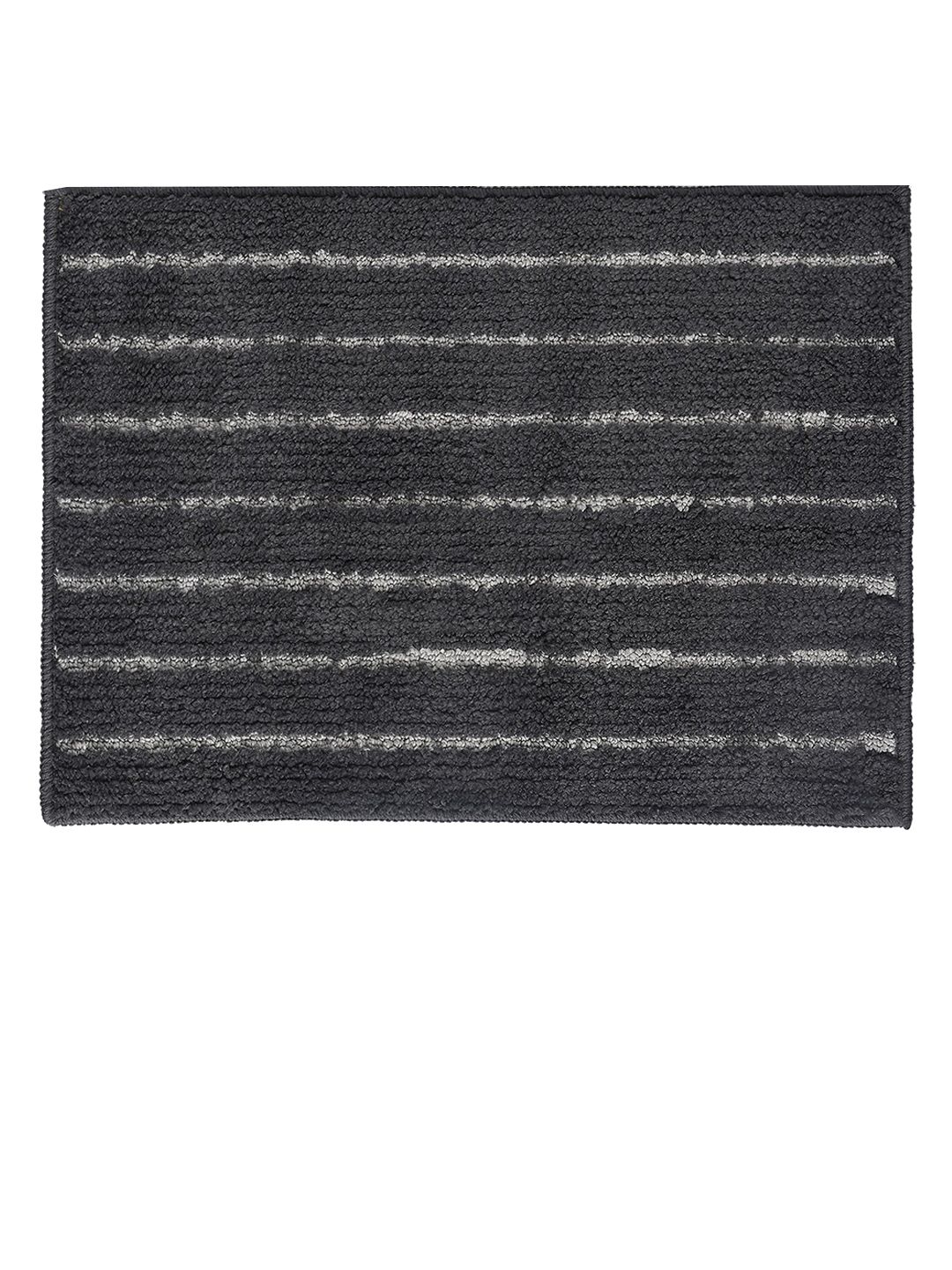 Saral Home CHAMPS Grey & White Striped Rectangular Anti-Skid Bedside Runner