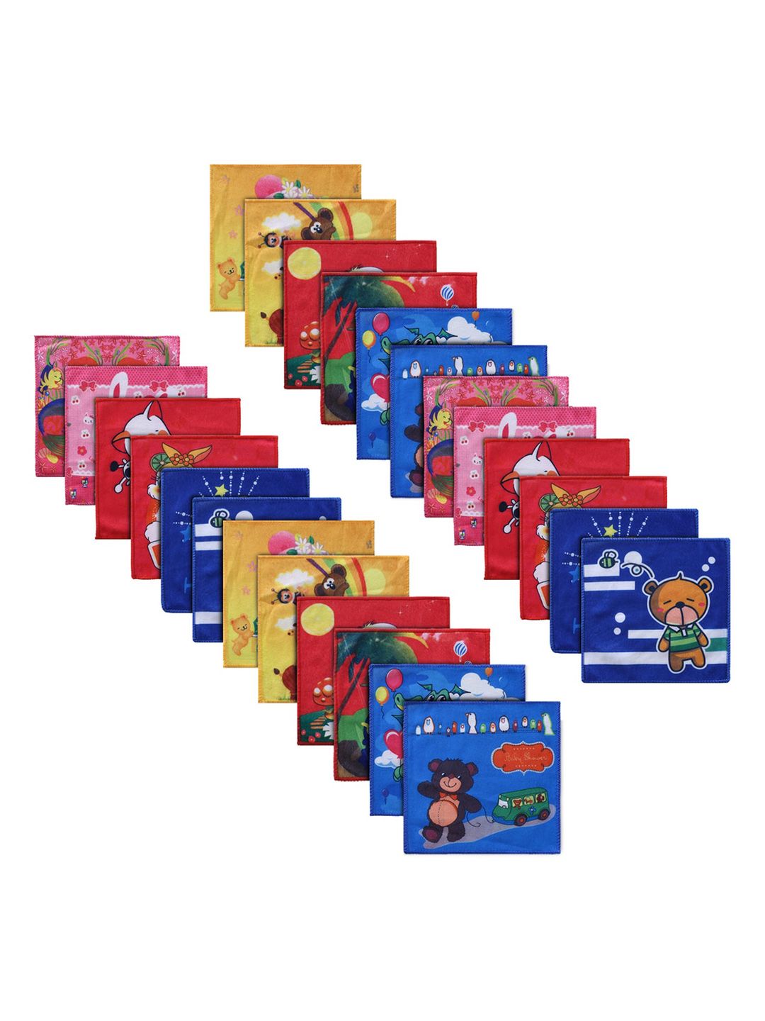 Kuber Industries Kids Pink & Red 24 Pieces Cotton Face Towels