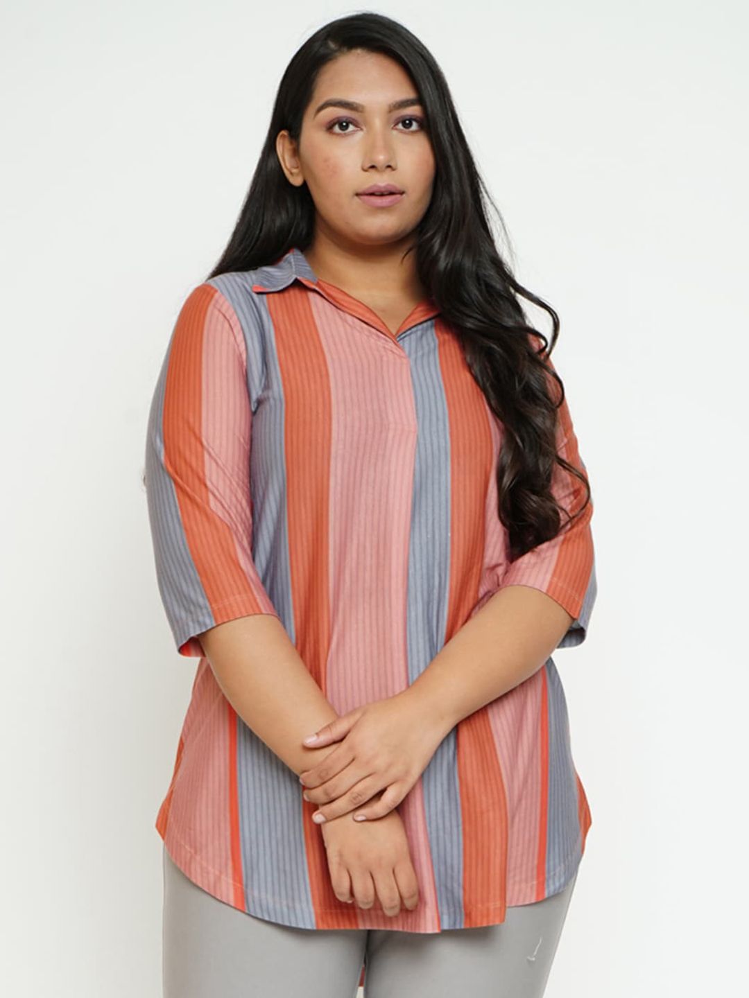 Amydus Vertical Stripes Striped Shirt Style Top Price in India