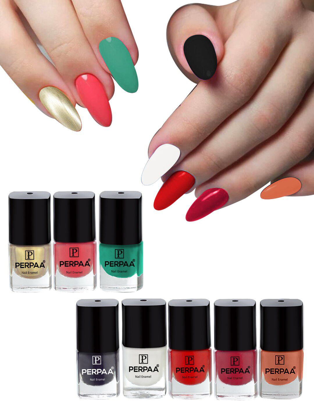 PERPAA Set Of 8 High-Shine Long Last Non-Toxic Nail Enamel 5ml Each - Combo15