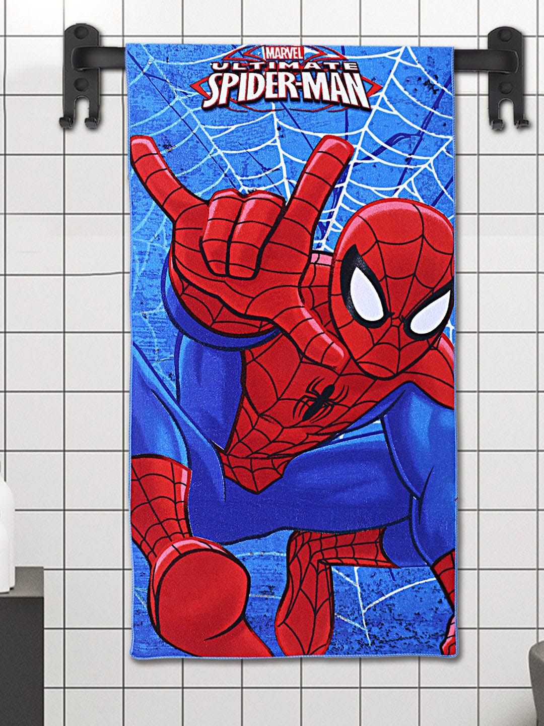 Kuber Industries Kids Red & Blue Cotton Printed 120 GSM Bath Towel