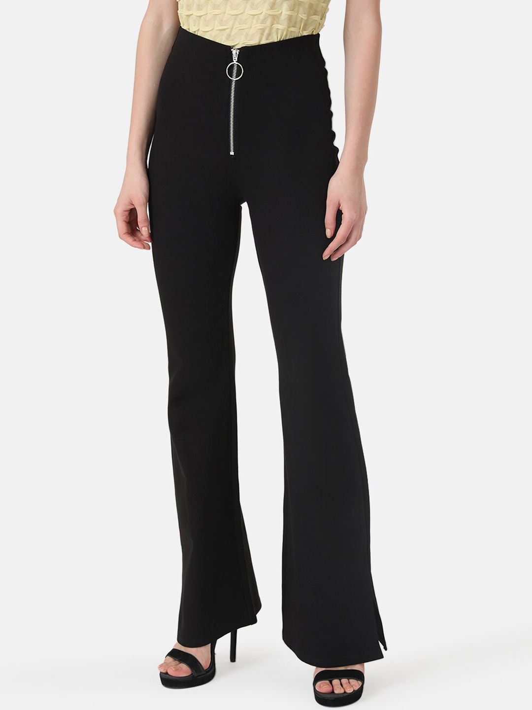 Kazo Flat-Front High-Rise Bootcut Trousers Price in India