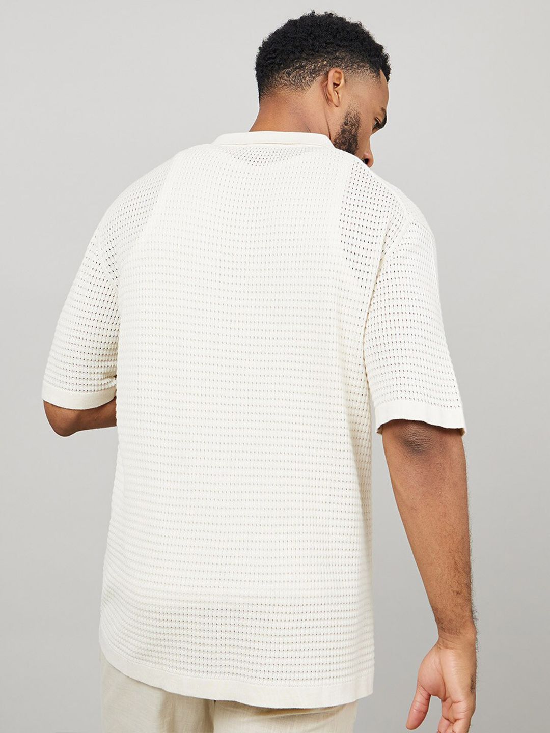 Buy Styli Premium Pointelle Mesh Knitted Shirt - Shirts for Men