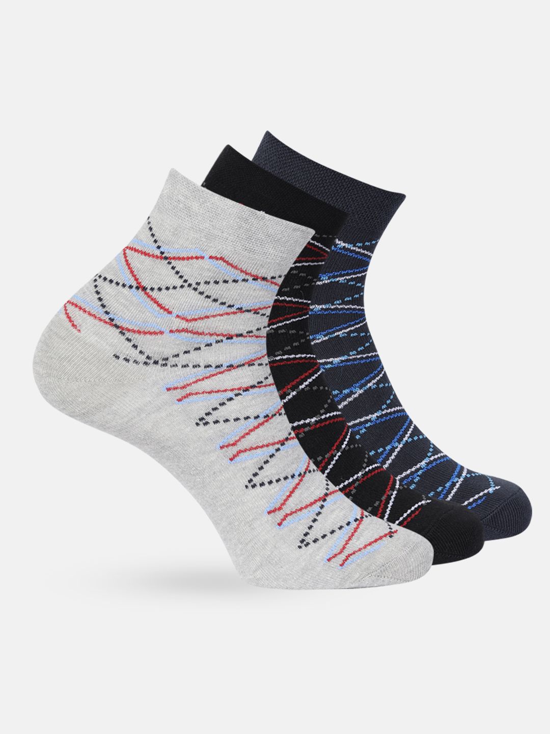 Mast & Harbour Men Set of 3 Patterned Cotton Above Ankle Length Socks