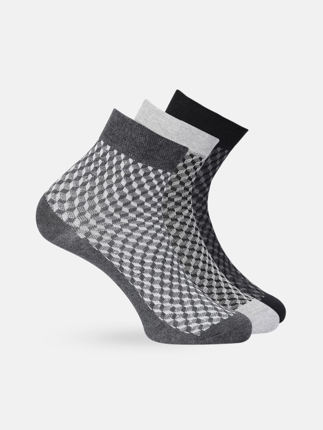 Mast & Harbour Men Set of 3 Patterned Cotton Above Ankle Length Socks
