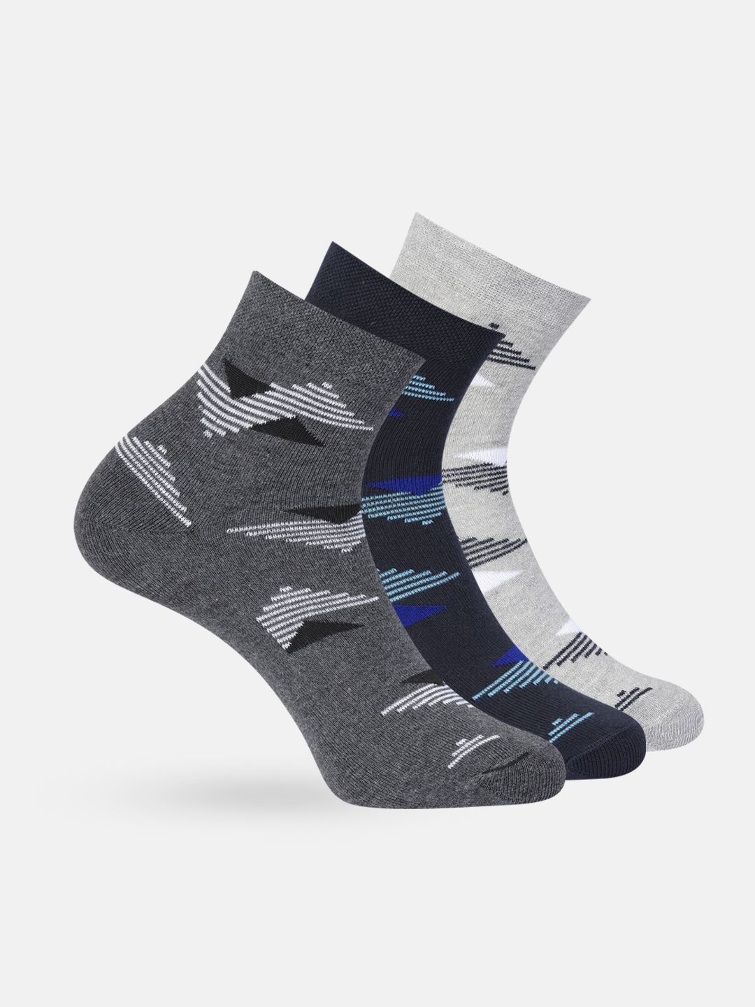 Mast & Harbour Men Set Of 3 Woven Design Patterned Above Ankle Cotton Socks