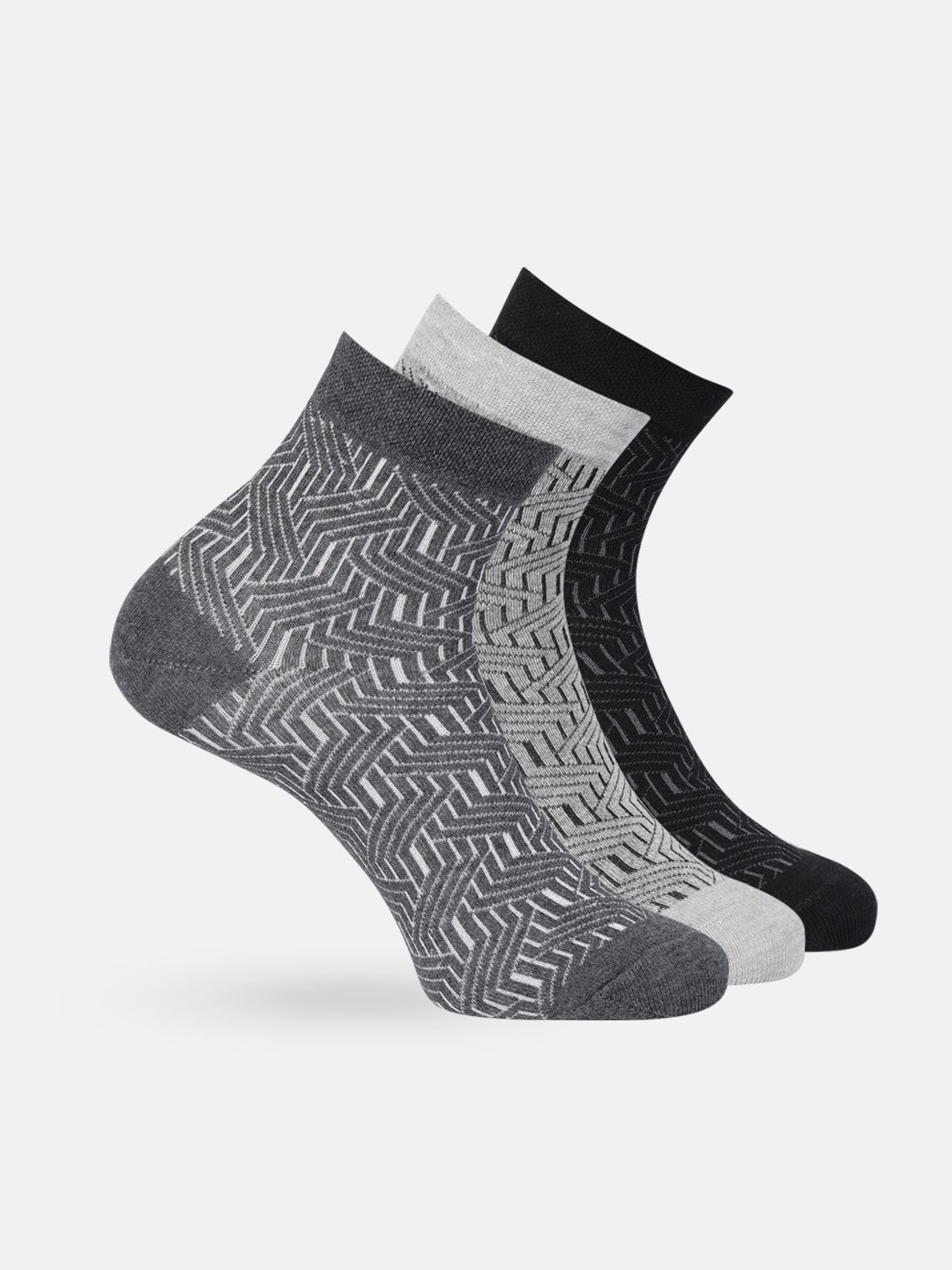 Mast & Harbour Men Set of 3 Patterned Above Cotton Ankle Length Socks