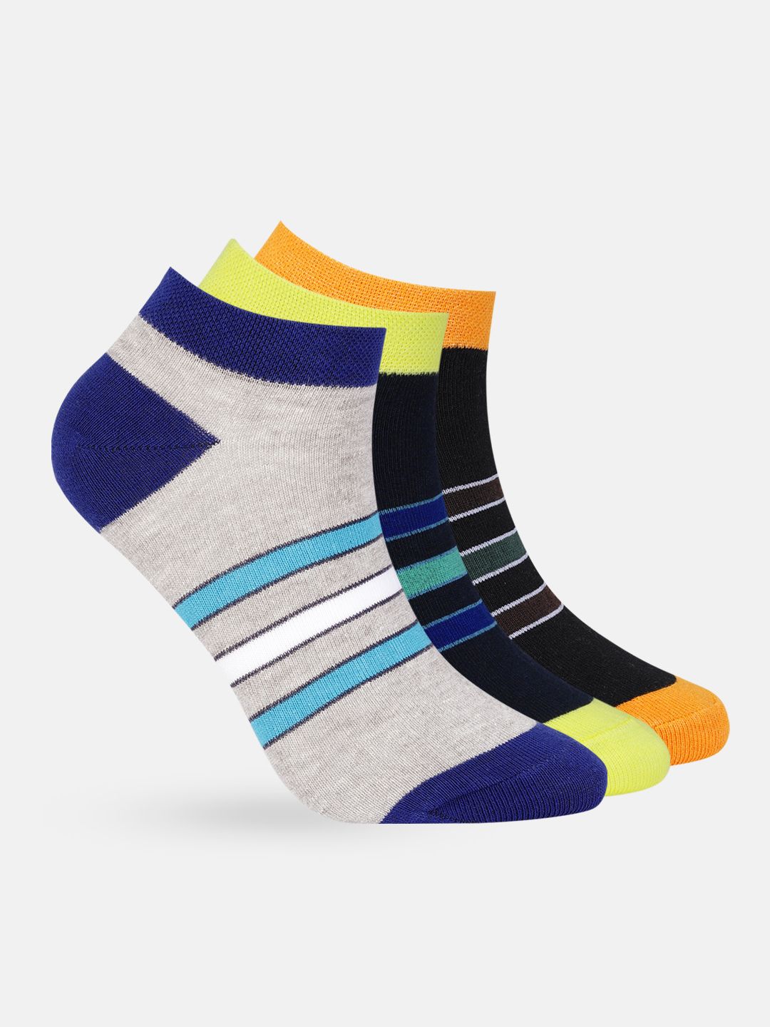 Mast & Harbour Men Set of 3 Striped Ankle Length Socks