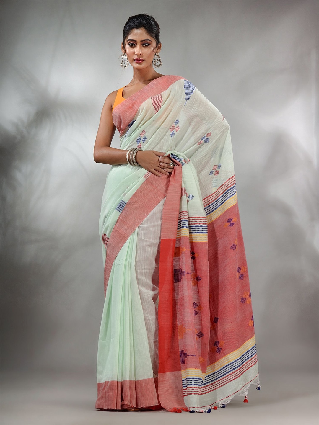 Charukriti Woven Design Pure Cotton Saree Price in India