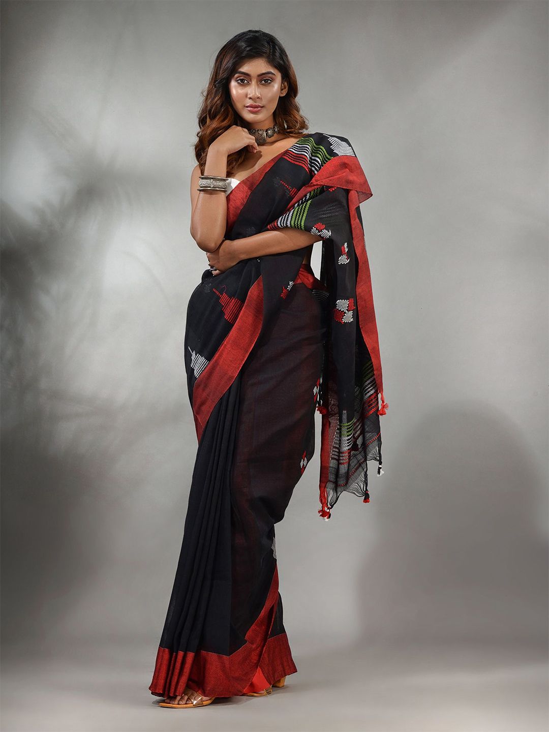 Charukriti Geometric Woven Design Pure Cotton Saree Price in India
