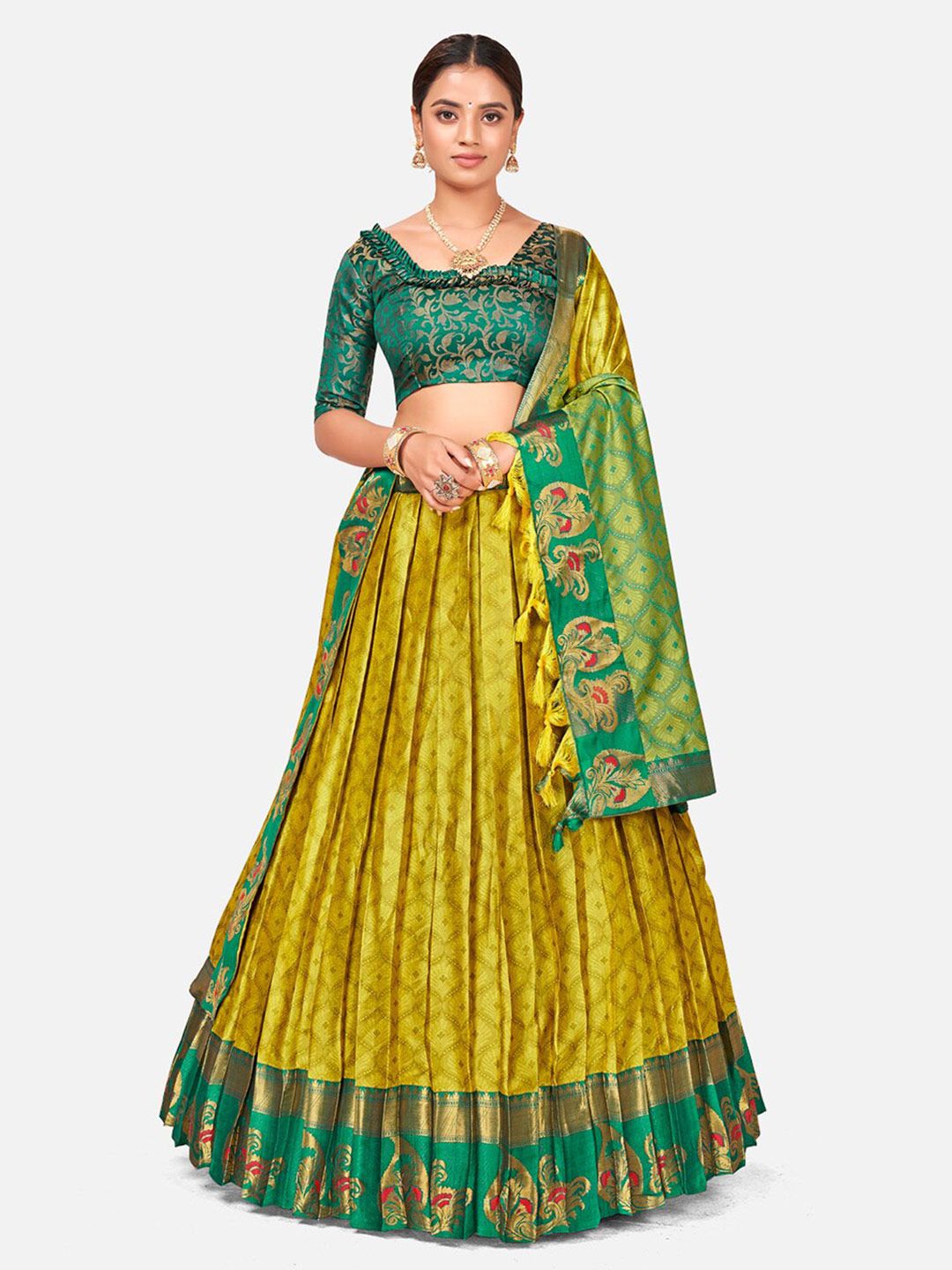 SHOPGARB Semi-Stitched Lehenga & Unstitched Blouse With Dupatta Price in India