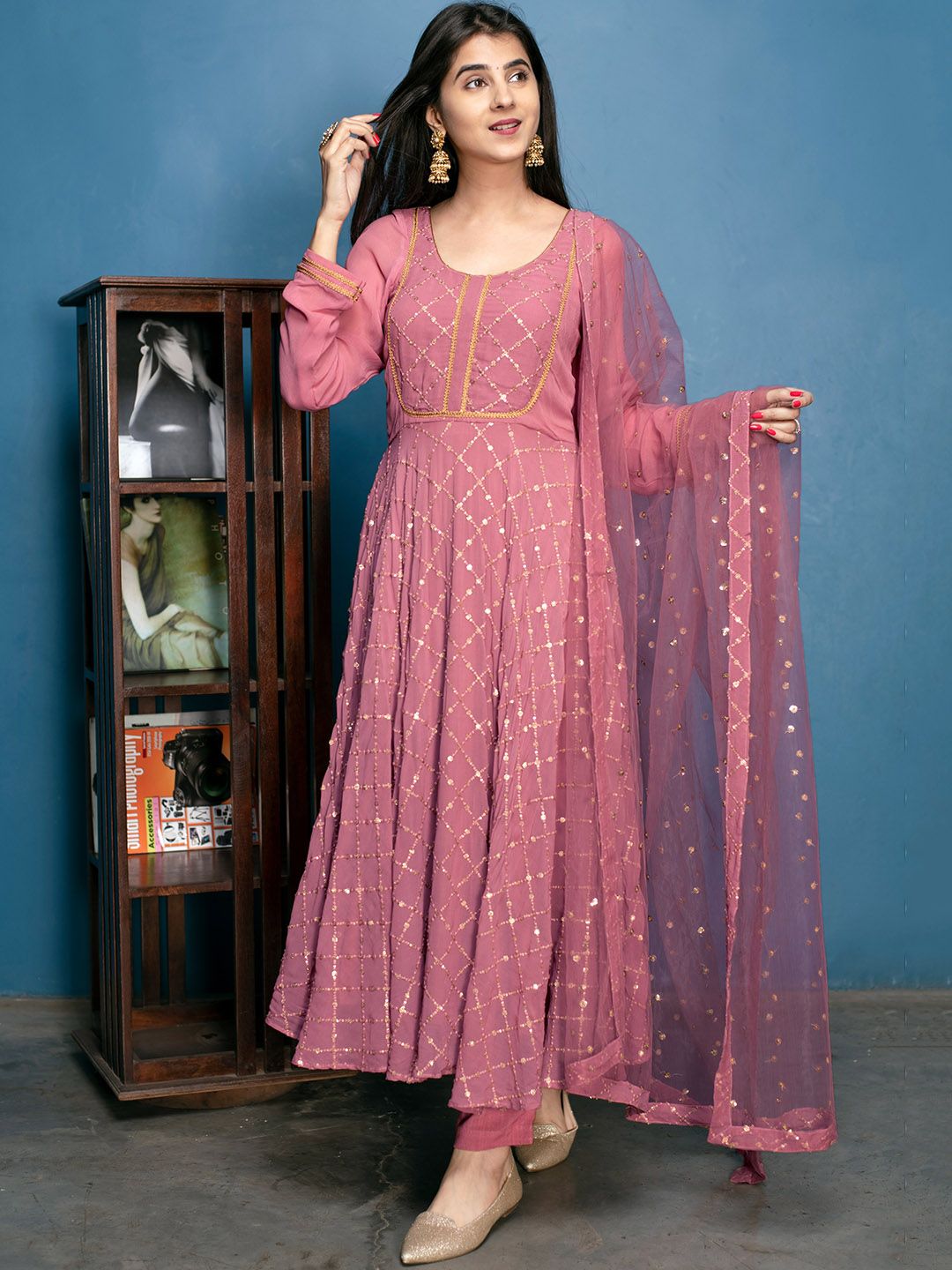 Label Shaurya Sanadhya Ethnic Motifs Embroidered Sequinned Kurta with Trousers & Duppatta Price in India