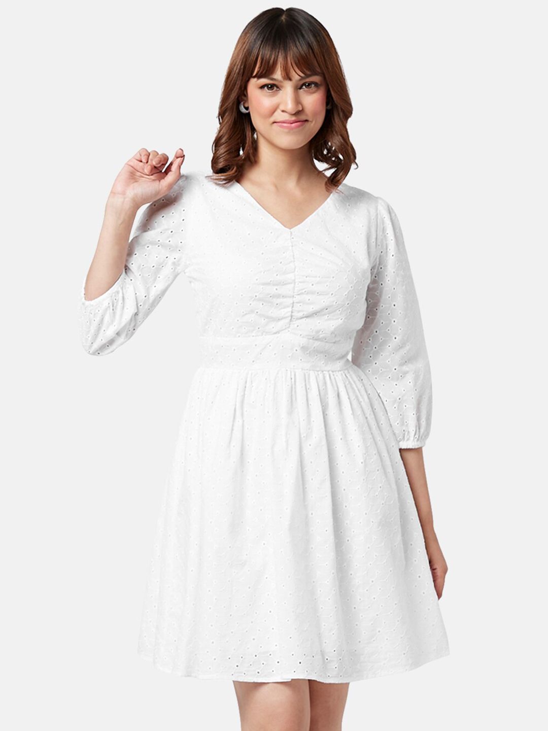 YU by Pantaloons White Fit & Flare Dress Price in India