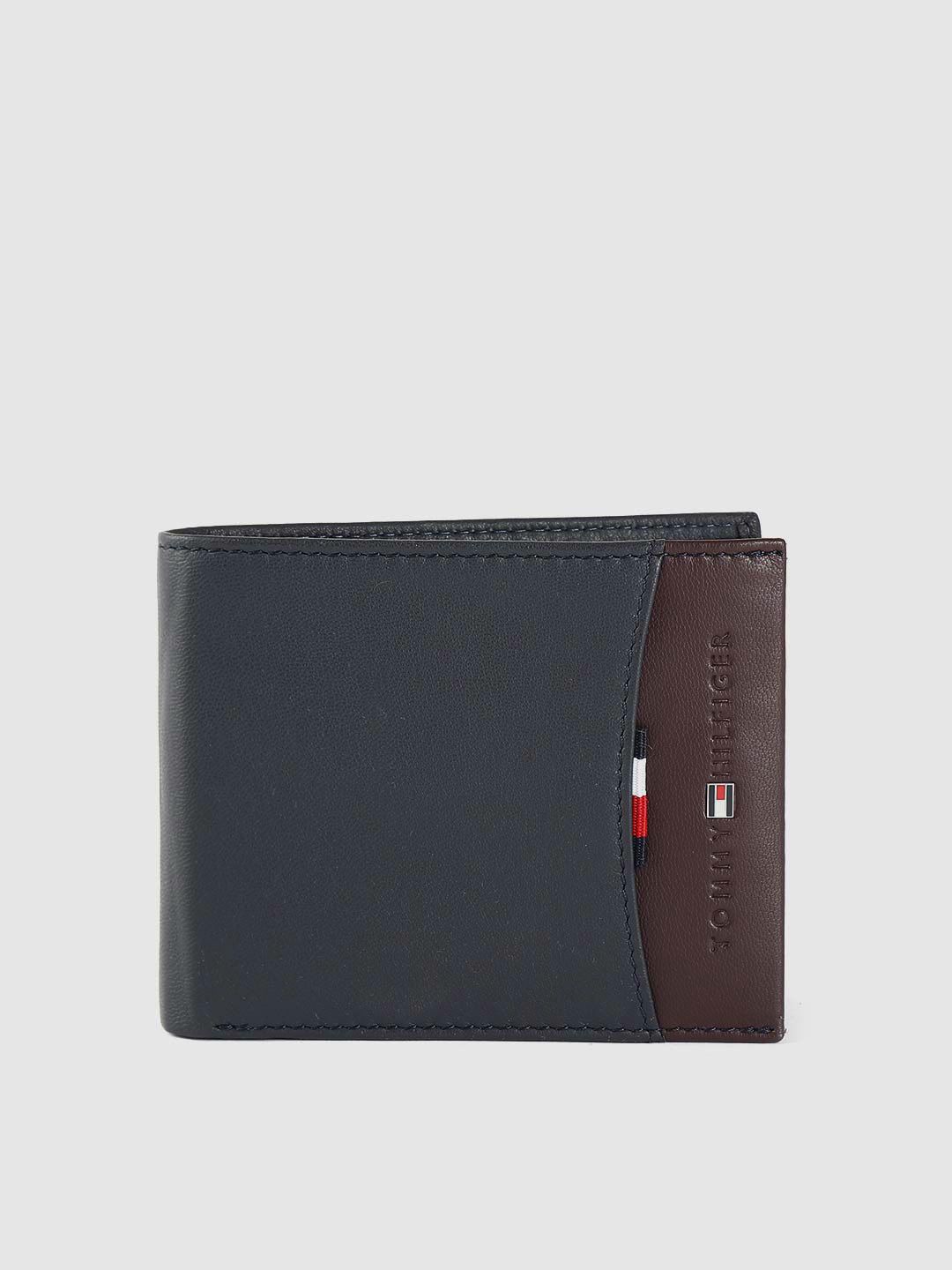 Tommy Hilfiger Tommy Hilfiger Men Navy Blue Leather Solid Two Fold Wallet