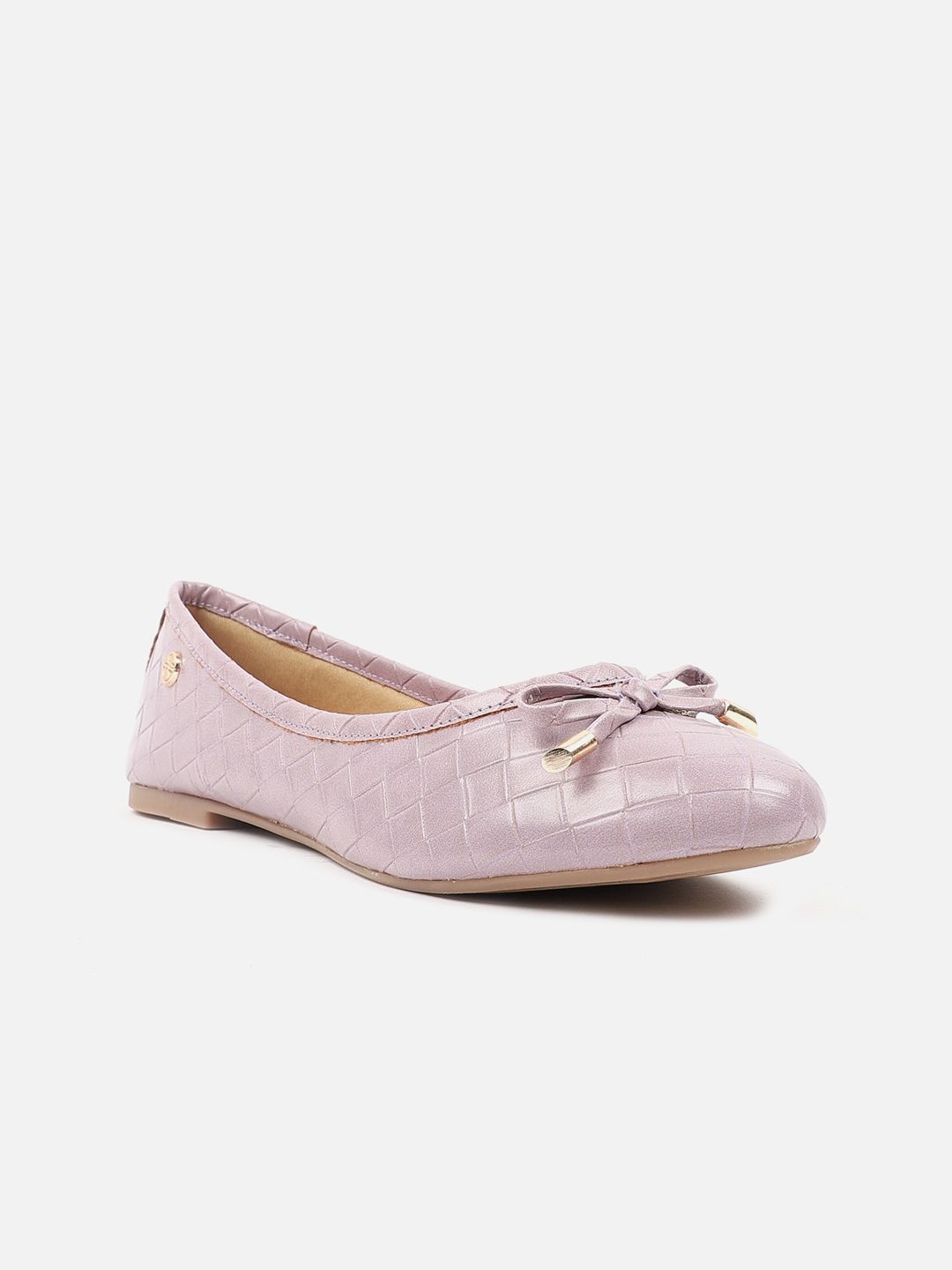 Carlton London Textured Bow Detail Ballerinas