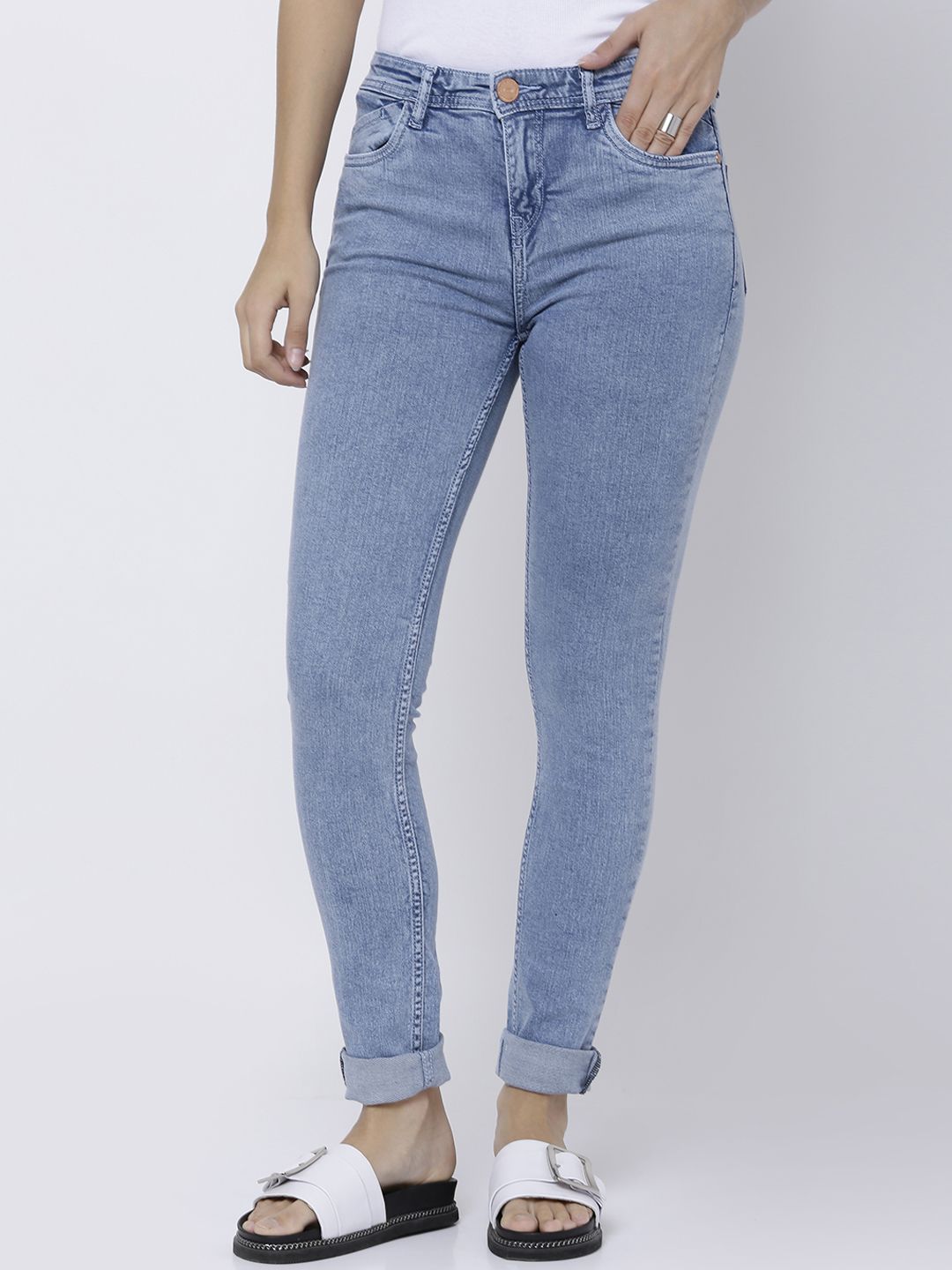 Tokyo Talkies Women Blue Super Skinny Fit Mid-Rise Clean Look Stretchable Jeans