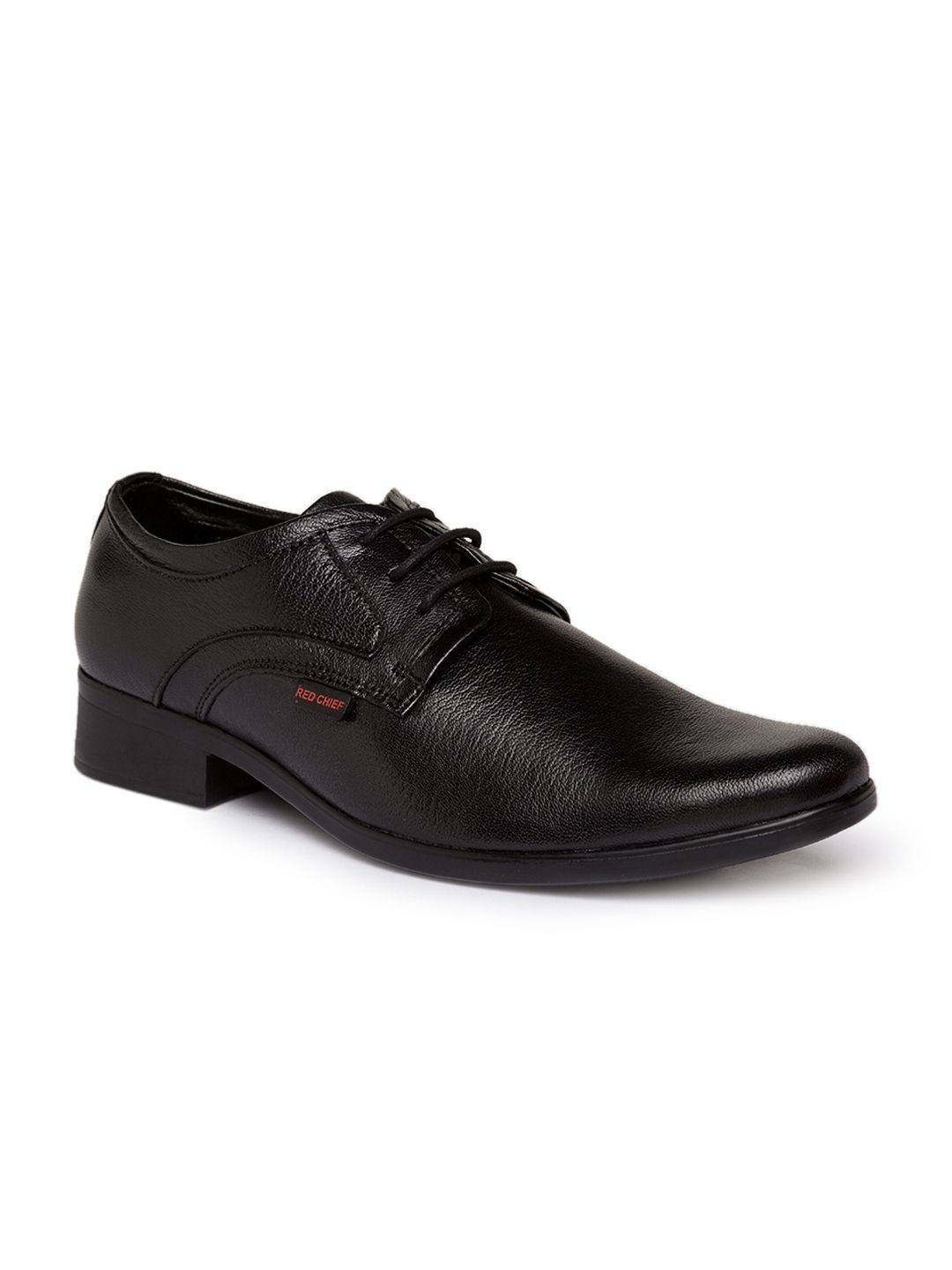 Red Chief Men Black Leather Derbys