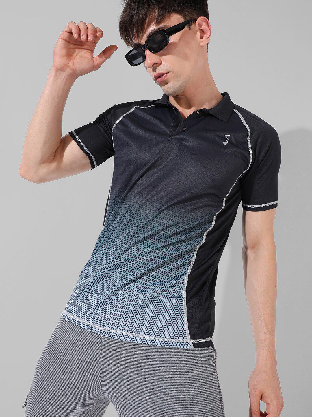 CAHOOT Geometric Printed Polo Collar T-shirt
