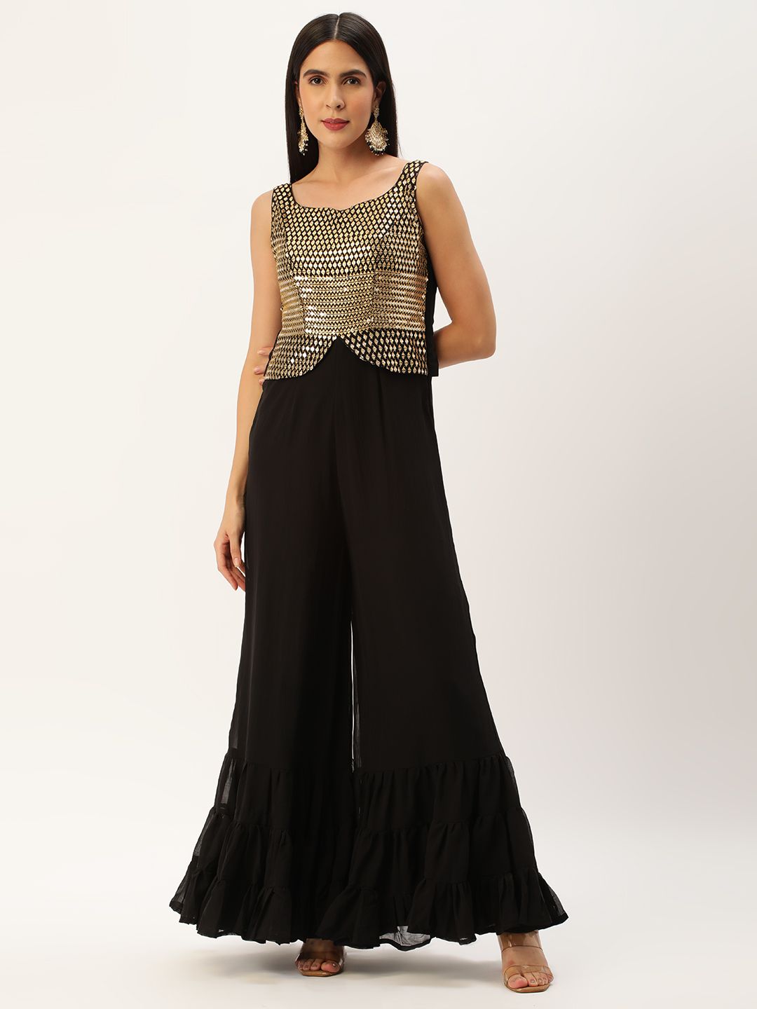 Ethnovog Sweetheart Neck Culotte Jumpsuit With Embellished Detail Price in India