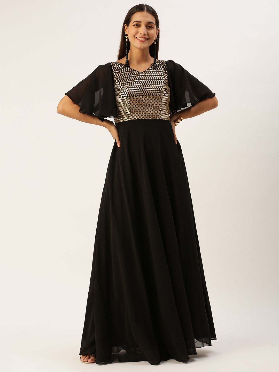 chinese dress ladies Elif Modest Embellished Sequin Maxi Dress main image 1