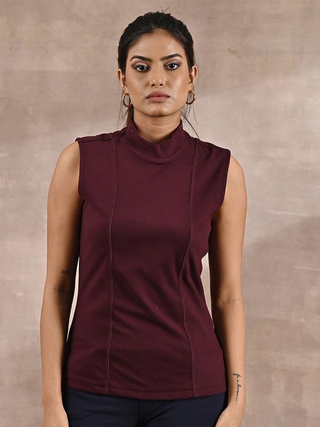 Lakshita High Neck Sleeveless Fleece Top Price in India