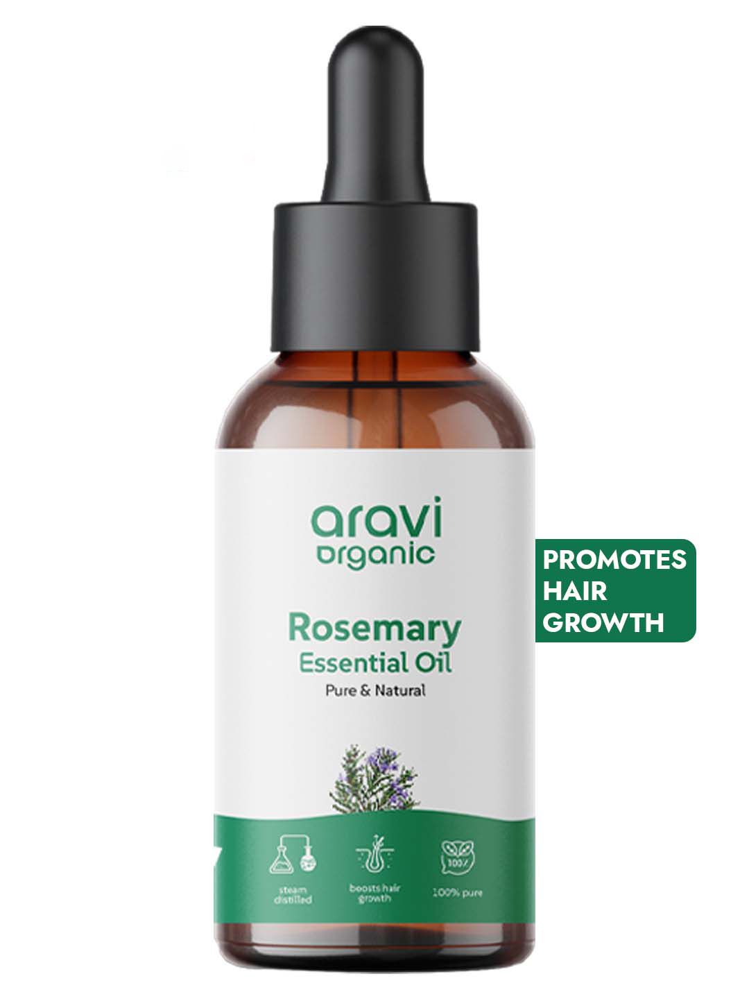 Aravi Organic 100% Pure & Natural Rosemary Essential Oil for HairGrowth & Nourishment-30ml
