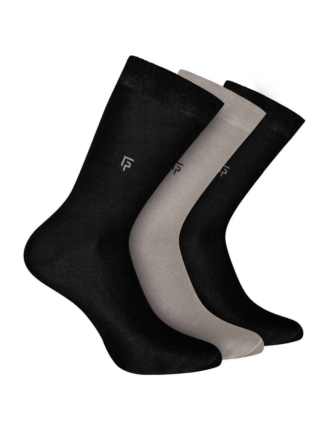 FOOTPRINTS FOOTPRINT Men 3 Pairs Anti Odour Organic Cotton Calf-Length Solid Bamboo Formal Socks