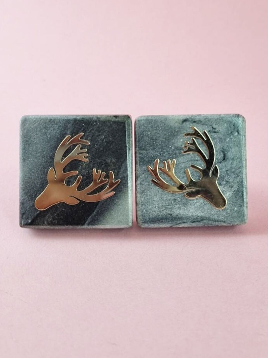 Folkstorys Hiran 2-Pieces Grey Marble Drawer Knobs