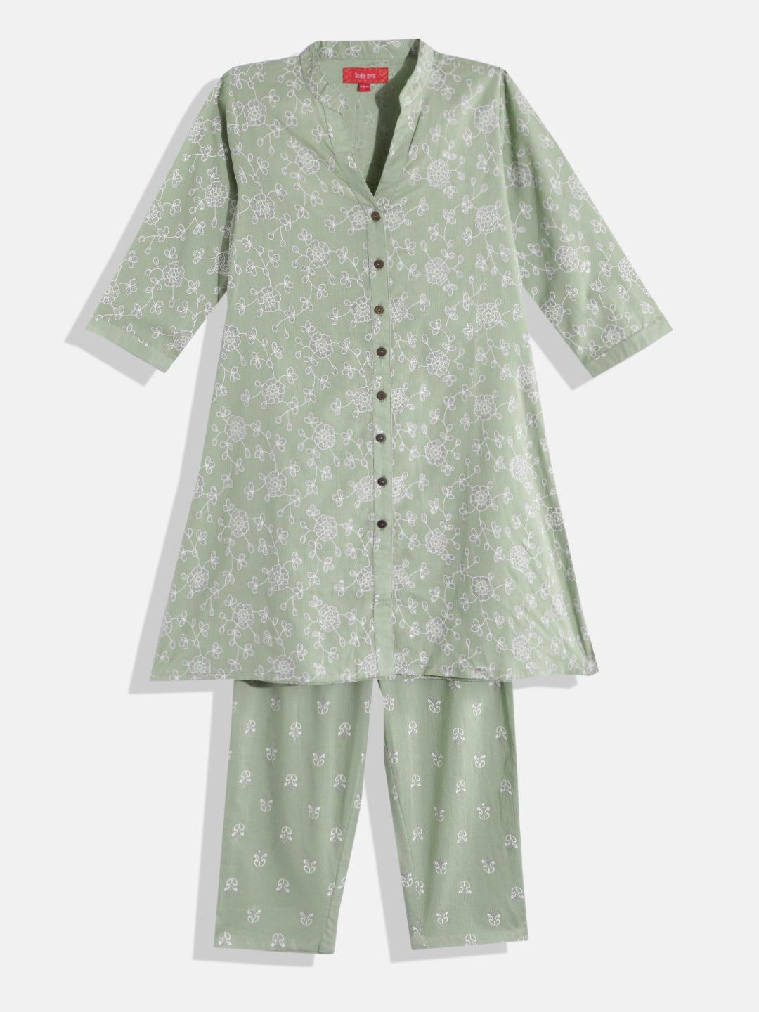 Indo Era Floral Printed Regular Kurta with Trousers