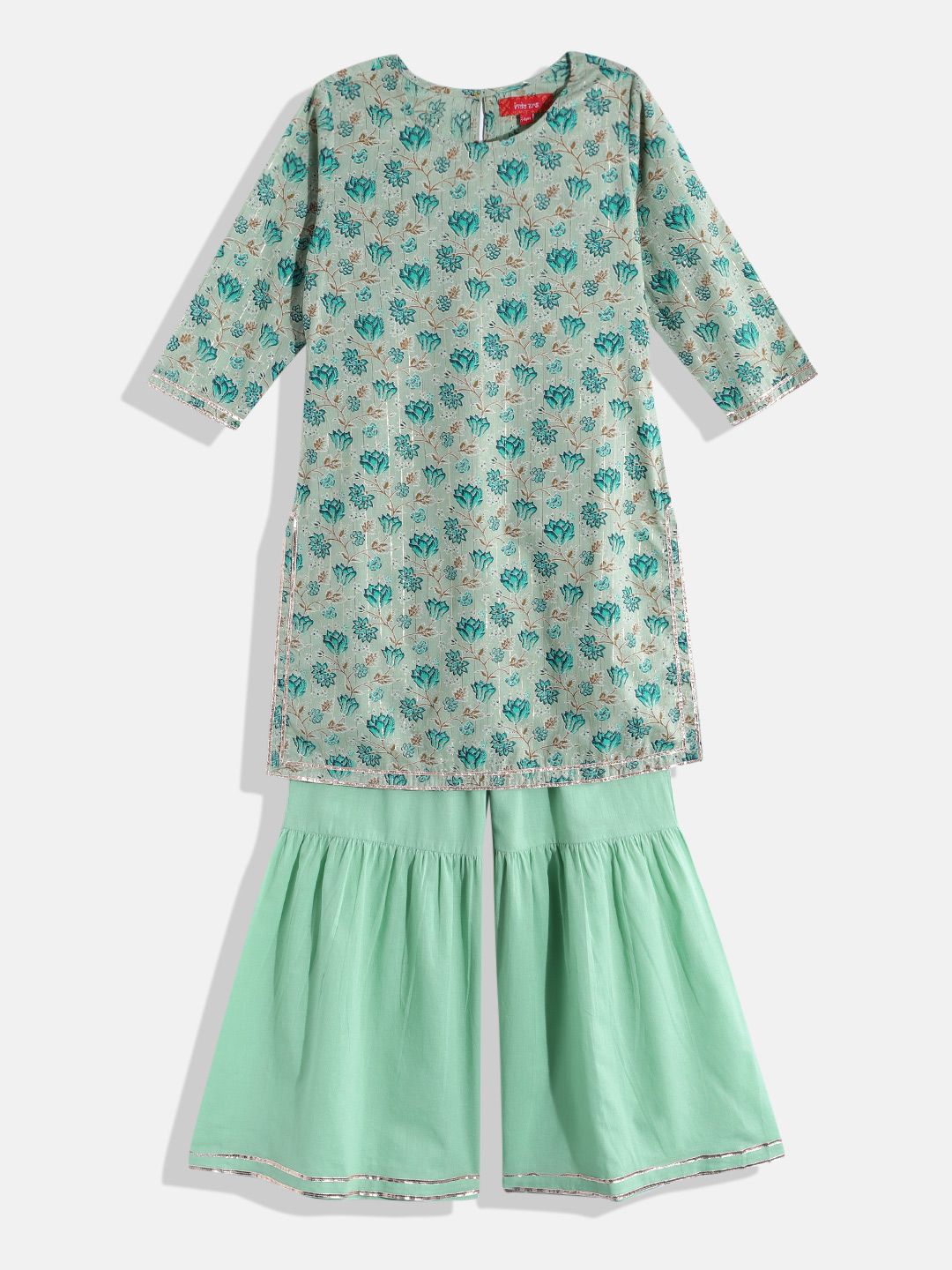 Indo Era Girls Floral Printed Regular Kurta with Sharara