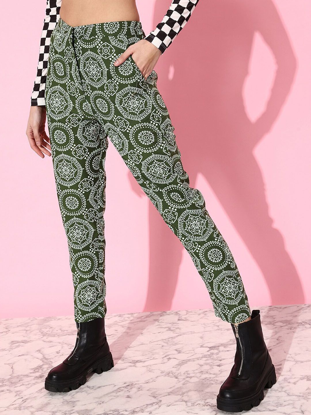 KASSUALLY Women Ethnic Motifs Printed Trousers Price in India