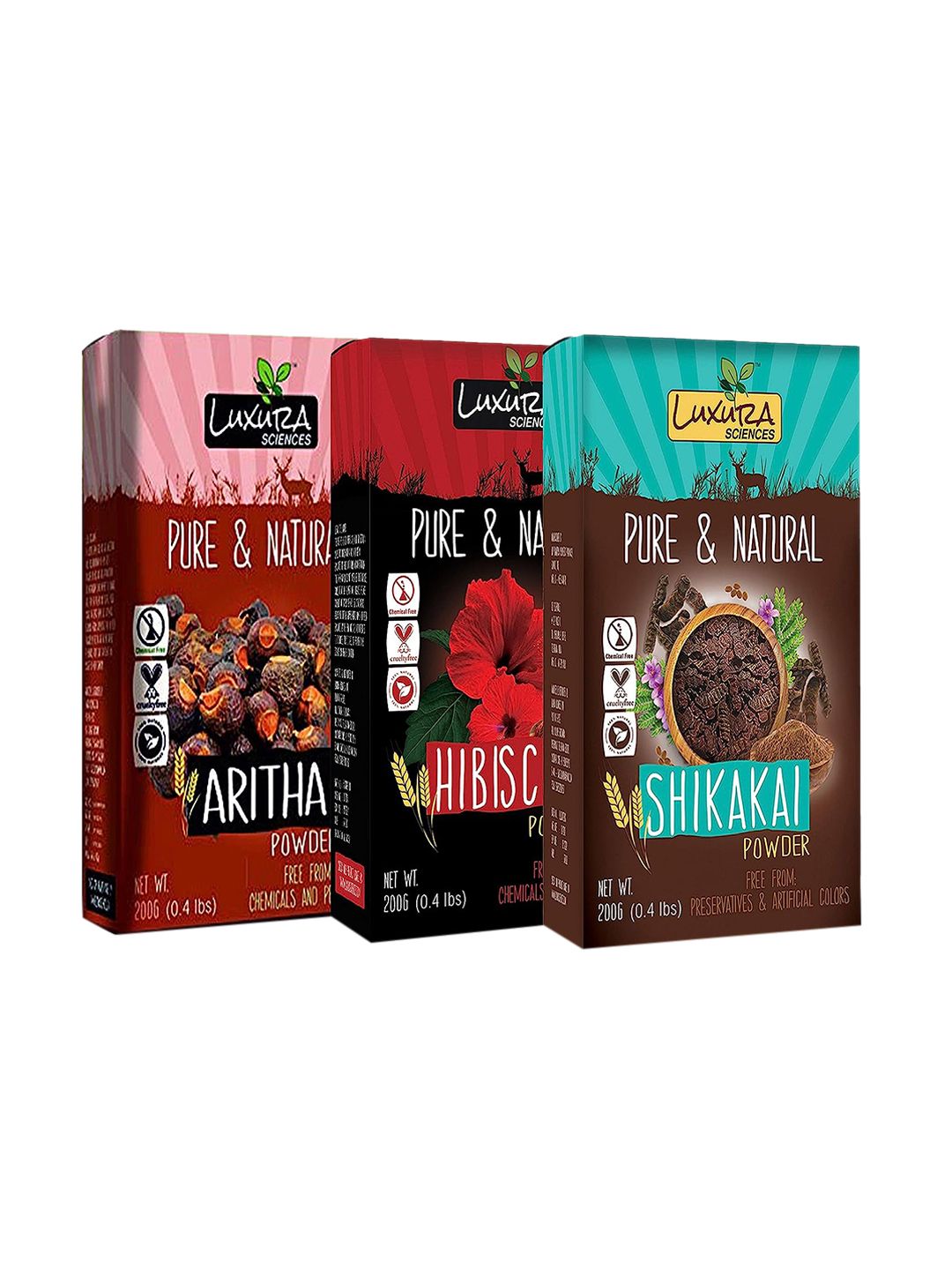 Luxura Sciences Set of 3 Pure & Natural Hair Care Powder - 200 g each