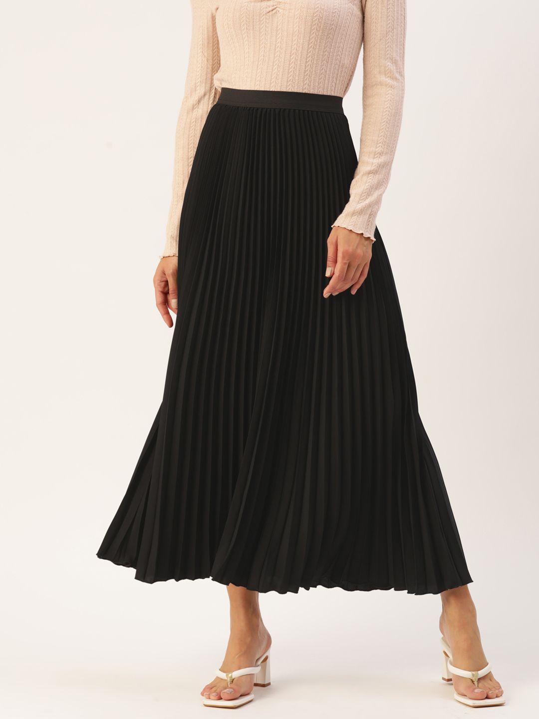 WISSTLER Accordion Pleated Flared Maxi Skirt Price in India