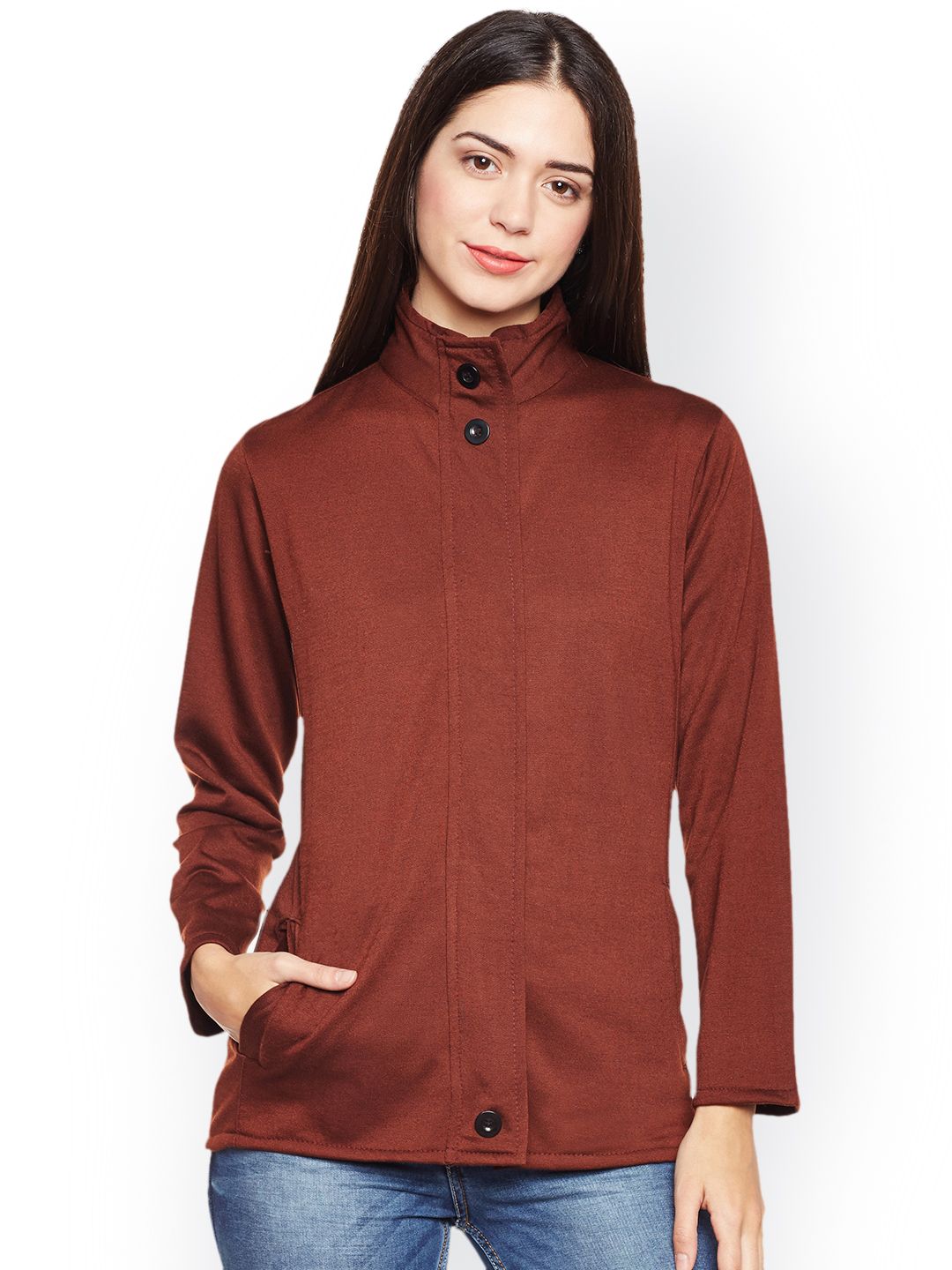 Belle Fille Women Brown Solid Lightweight Open Front Jacket Price in India