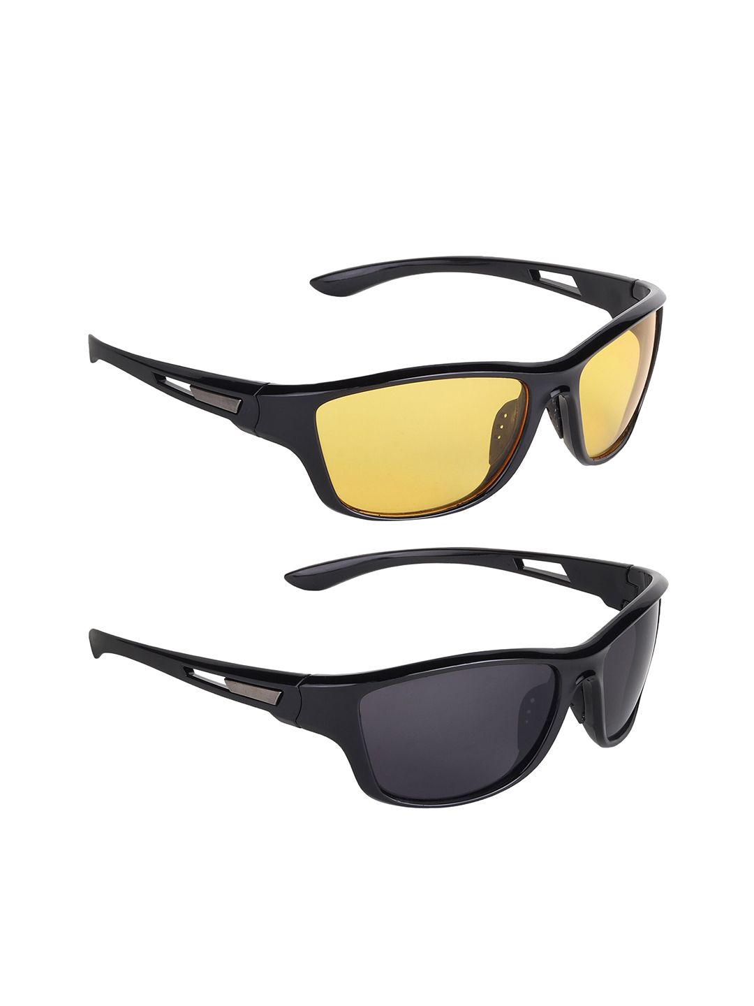 CRIBA Set Of 2 Sports Sunglasses with UV Protected Lens VCR_N-SPRTS_YLW-BLK