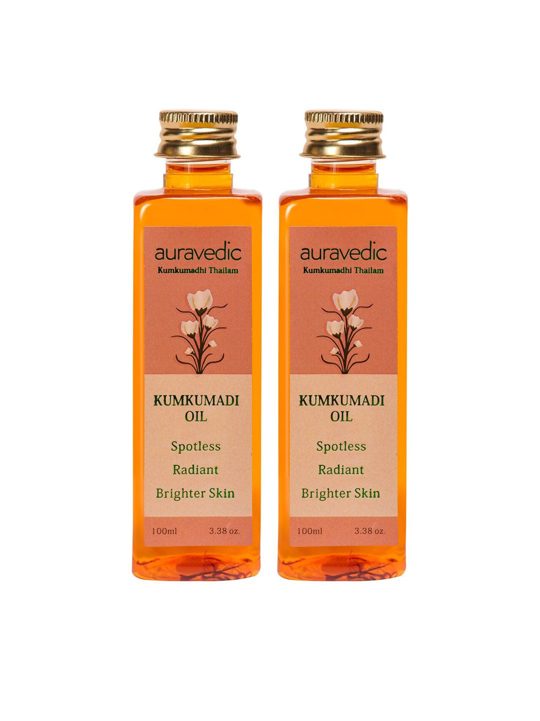 Auravedic Set of 2 Kumkumadi Body Oils for Spotless Skin - 100 ml Each