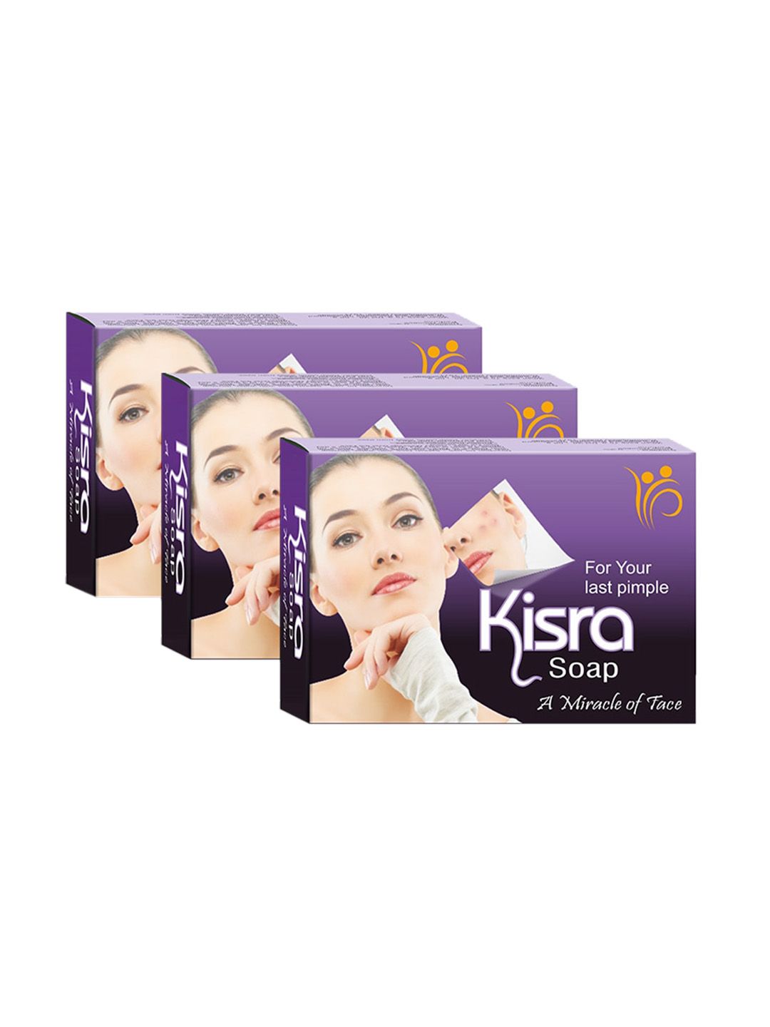 KISRA Set of 3 Premium Pimple Care Soaps for Acne Prone Skin - 100 g Each