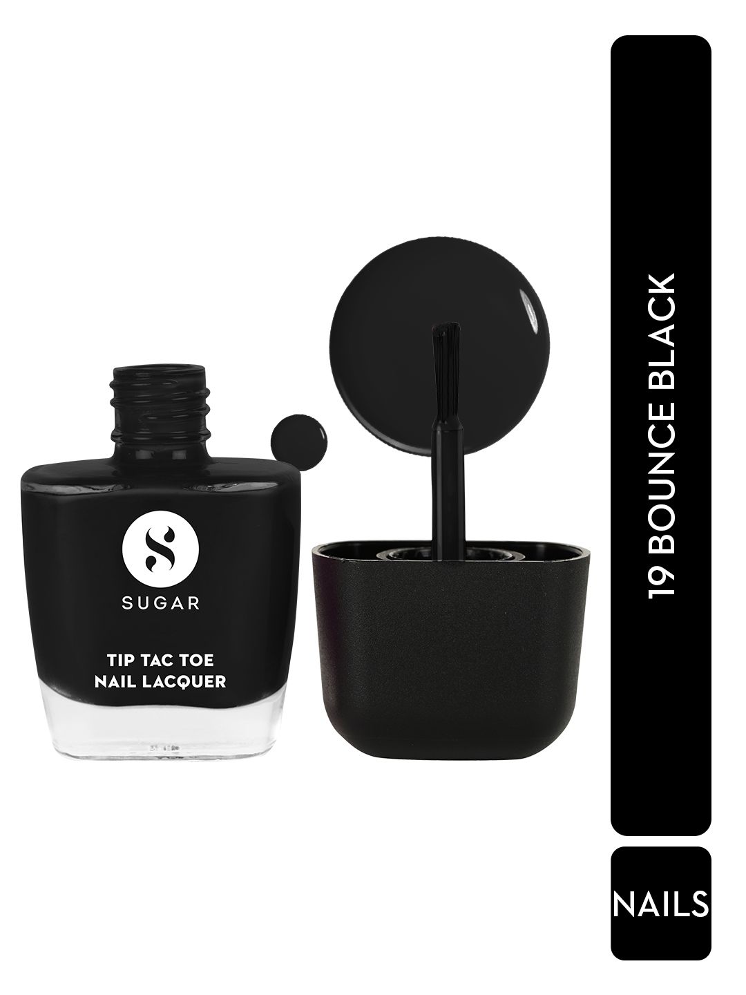 SUGAR Tip Tac Toe Long Lasting Glossy Nail Lacquer 9ml - Bounce Black 19