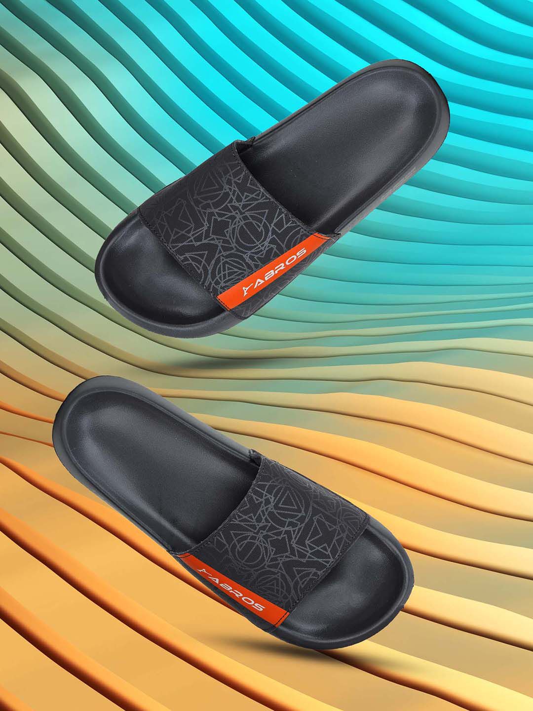 ABROS Men Printed Rubber Sliders