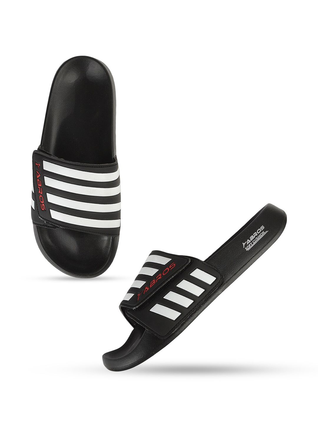 ABROS Men Striped Rubber Sliders