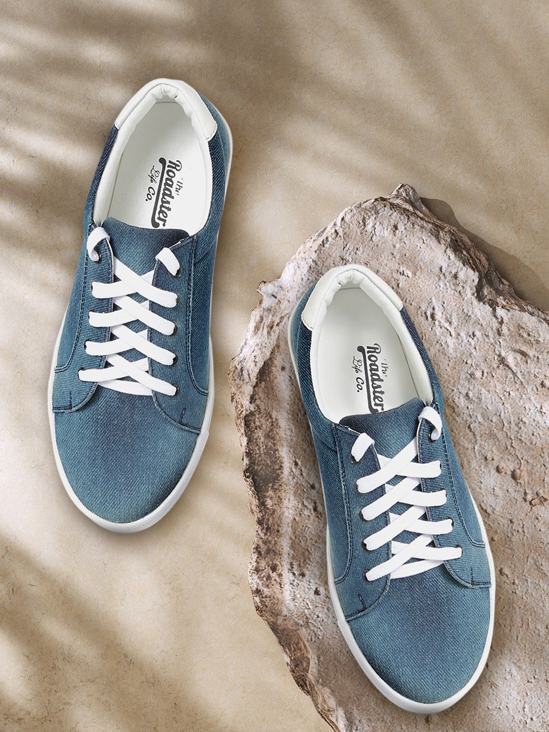 Roadster Women Blue Washed Denim Sneakers Price in India