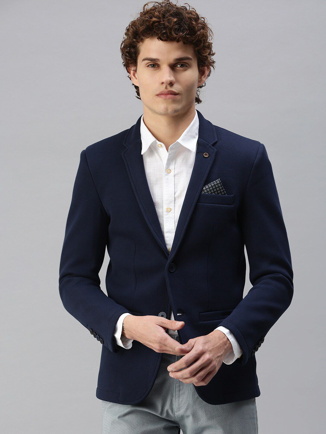 SHOWOFF Men Single-Breasted Notched Lapel Slim-Fit Blazer