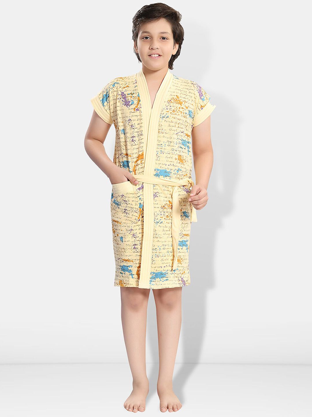 Be You Kids Printed Terry Cotton Water Absorbent Bath Robe With Belt