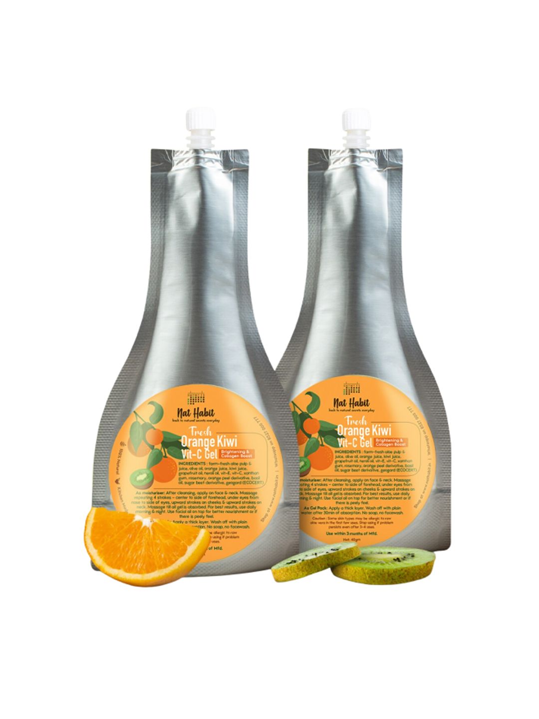 Nat Habit Set of 2 Orange Kiwi Vitamin C Face Gel for Collagen Boost - 160g