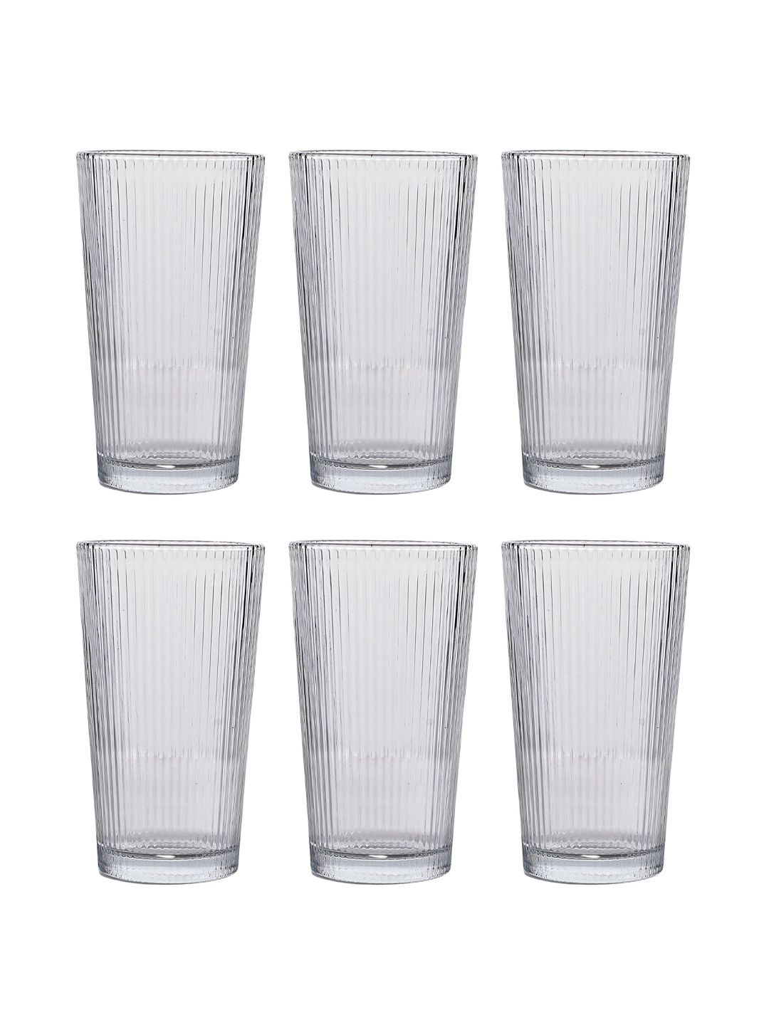 Buy Nestasia Transparent 6 Pieces Ribbed Fluted Tall Juice Glass