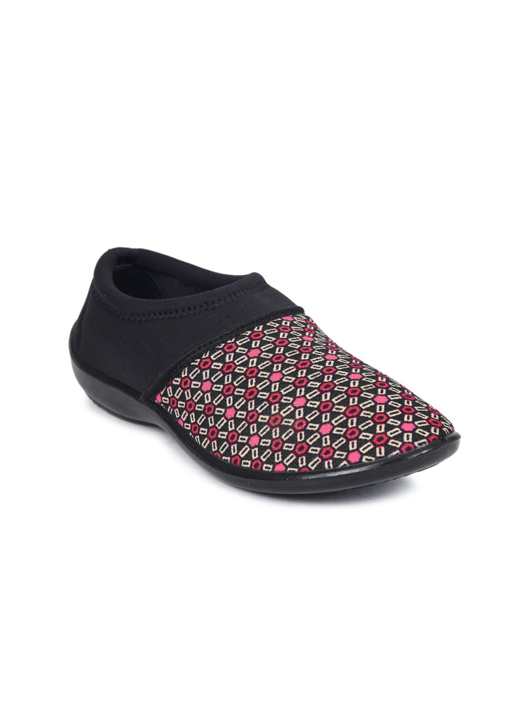 Ajanta Women Printed Lightweight Textile Comfort Insole Contrast Sole Slip-On Sneakers Price in India