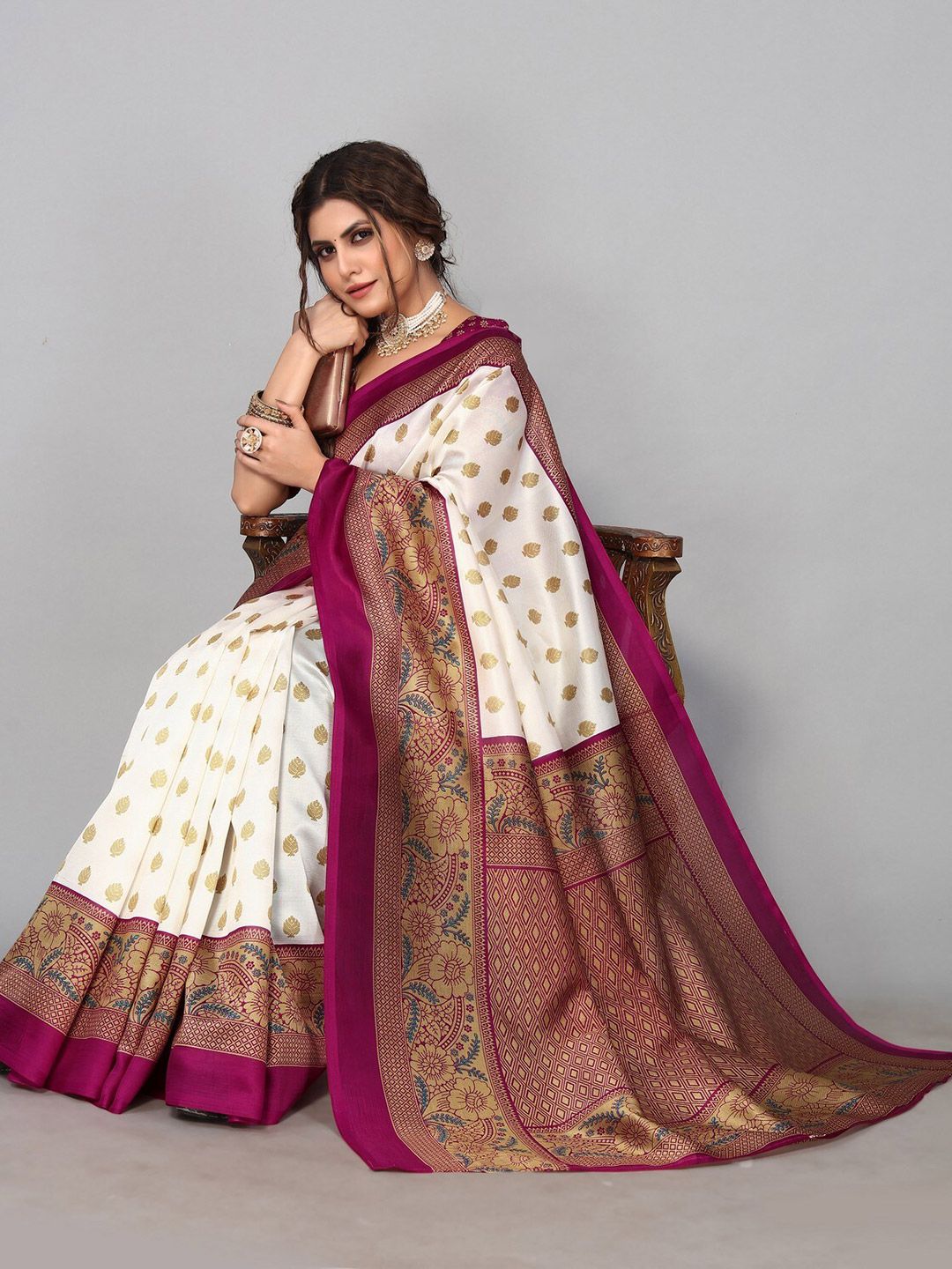 KALINI Ethnic Motifs Printed Mysore Silk Saree Price in India