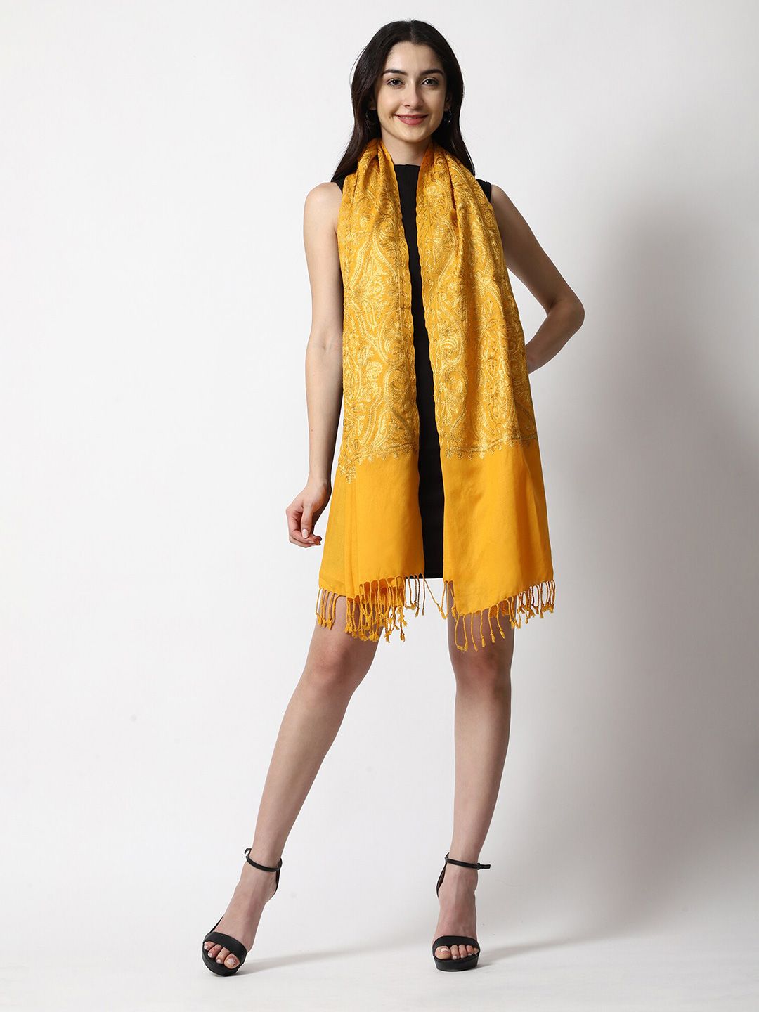 Buy SWI Stylish Women Embroidered Zari Wool Stole - Stoles for