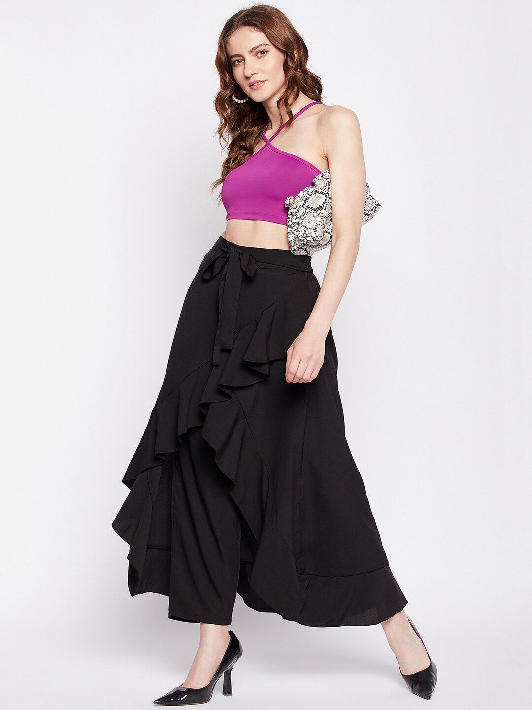 Buy NABIA Ruffled Flared Maxi Skirt With Attached Trousers