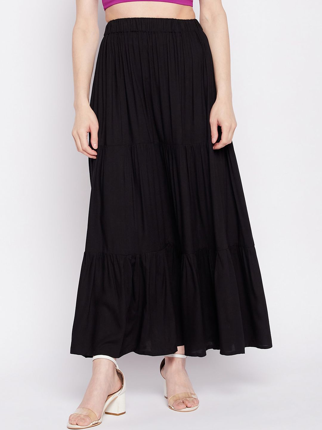NABIA Flared Maxi Slip-On Skirt